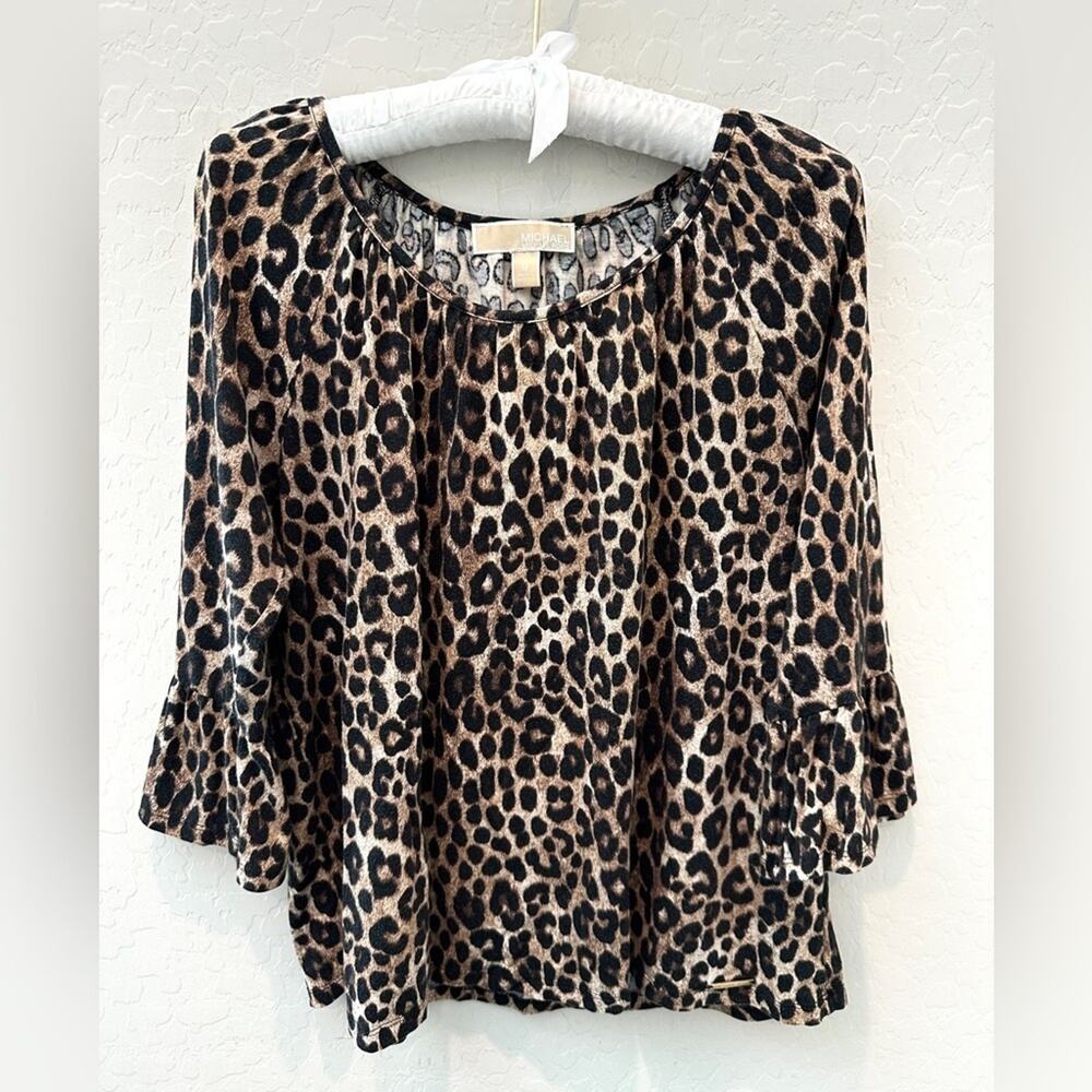 MICHAEL KORS | Knit Cheetah Animal Print 3/4 Sleeve Top | Medium